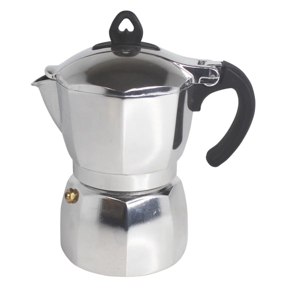Cafetera Espresso Stovetop Imusa para 3 tazas, plateada, con pomo en forma de corazón
