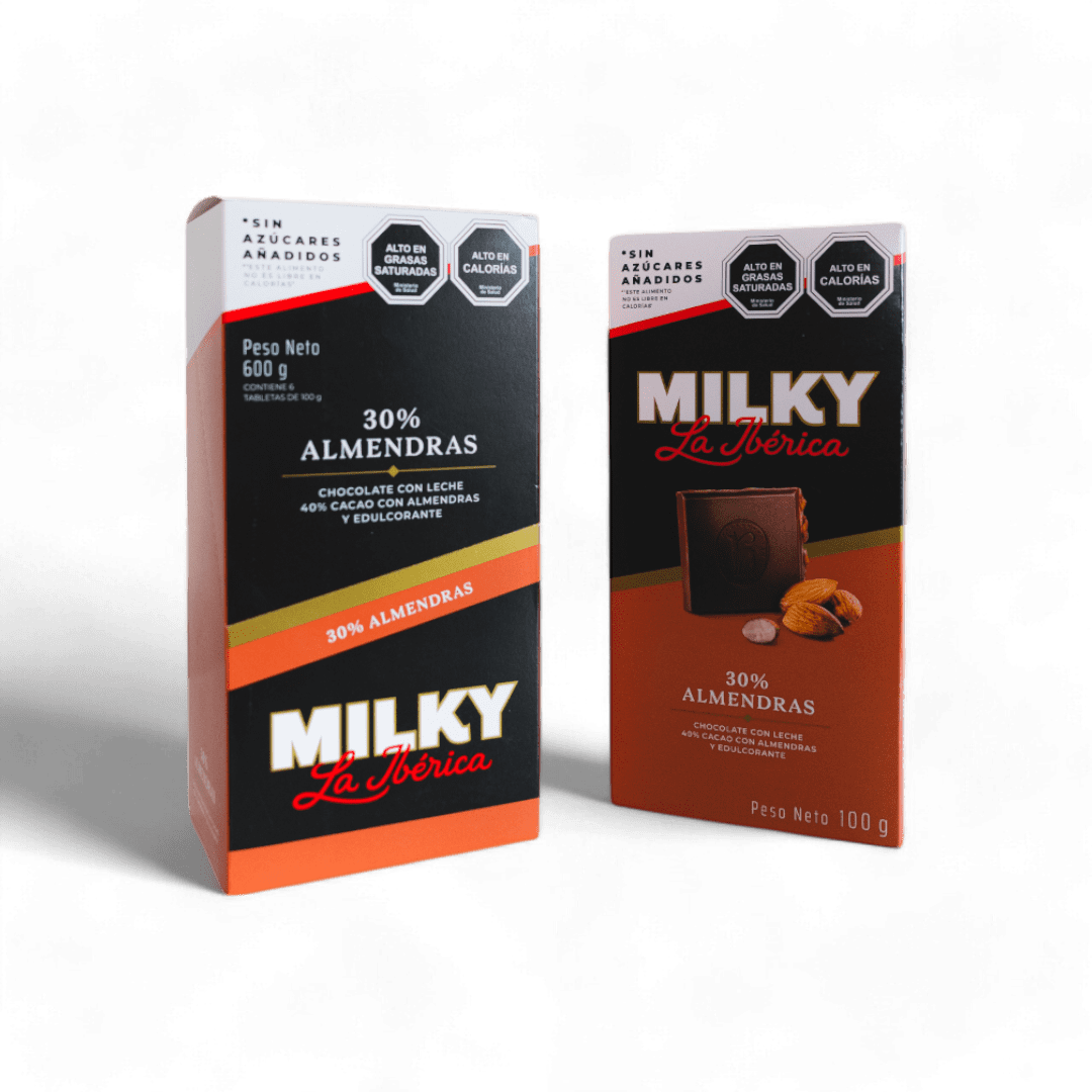 Chocolates La Ibérica - Pack X 6 Chocolate Milky S/azucar Almendras 100g La Iberica