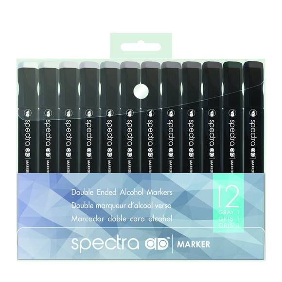 Set de 12 marcadores AD Spectra de doble punta en tonos grises fríos