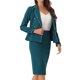 thumbnail image 4 of INSPIRE CHIC Traje de Mujer para el Trabajo 2 Piezas Chaqueta Blazer con Ribete de Tweed y Conjunto de Falda L Azul Lago, 4 of 6