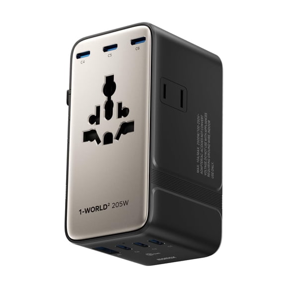 Adaptador de viaje MOMAX UA28 205W 9 en 1 con enchufe USB-C y CA