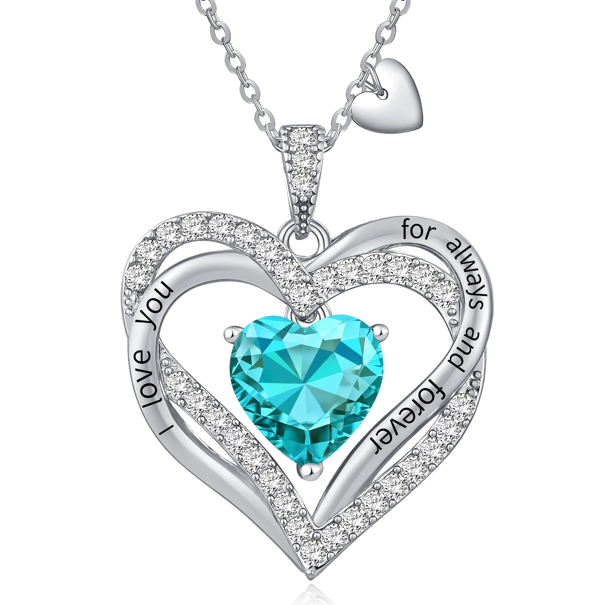 Heshpaws - Colcollares Colgantes De Amor De Amor Para Mujeres Con Piedra De Nacimiento Zirconia, Regalo De Joyería De Aniversario De Cumpleaños De Navidad Para Mujeres Esposa