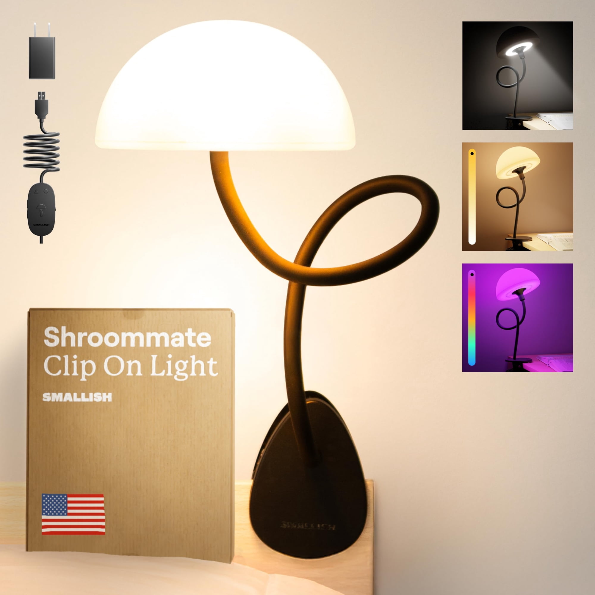 Smallish - Lámpara De Mesita De Noche Con Lámpara Clip On Light Shroommate Multicolor