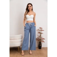 Likeshop - Pantalón Mujer Casual Recto Algodón Tipo Lino Tiro Alto 7003