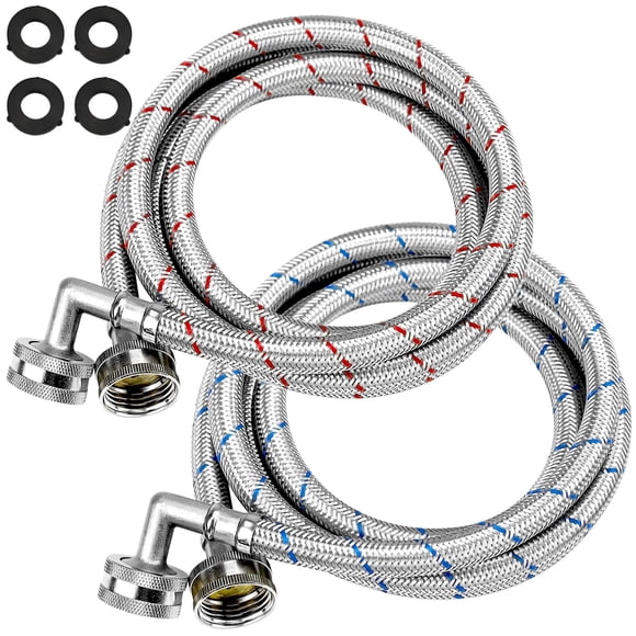 Mangueras Para Lavadora De Acero Inoxidable De 6 Pies Con Codos De 90° Paquete De 2