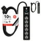 thumbnail image 1 of Protector contra sobretensiones GE de 6 salidas, paquete de 2 con cable de 10 pies 600J, negro, 1 of 3