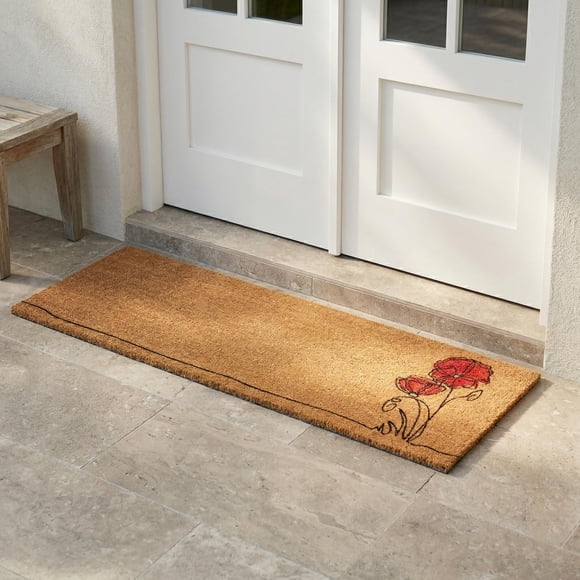 Felpudo FAB HAB 46x152 cm Flor Roja Antideslizante de Fibra de Coco