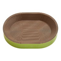 Ioensy - Rascador De Gato De Cartón Ovalado, Reposacama Para Gatos De Interior, Tabla Rascadora Para Sofá, M, Verde