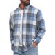 thumbnail image 4 of INSPIRE CHIC Camisa de Franela a Cuadros Retro de Manga Larga Casual de Algodón Cepillado para Hombre S Azul Gris, 4 of 6