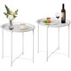 thumbnail image 1 of Mesa Plegable Redonda de Metal Impermeable VECELO 2 PCS Beige, 1 of 9