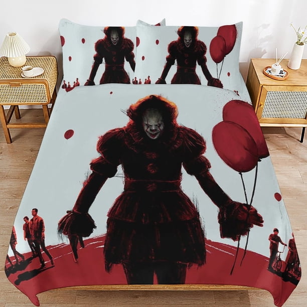 Pennywise Bedding Set Duvet Cover Comfortable and Lightweight Cartoon Bedding 3 Piece Bed Set