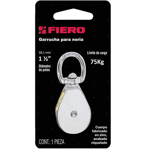 Polea Acabado Niquelado 1.1/2"" / 75Kg - Fiero
