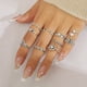 thumbnail image 1 of Boho Style Vintage Carved Starry Gemstone Rings - 11pcs Combo Set for Women and Girls, 1 of 4