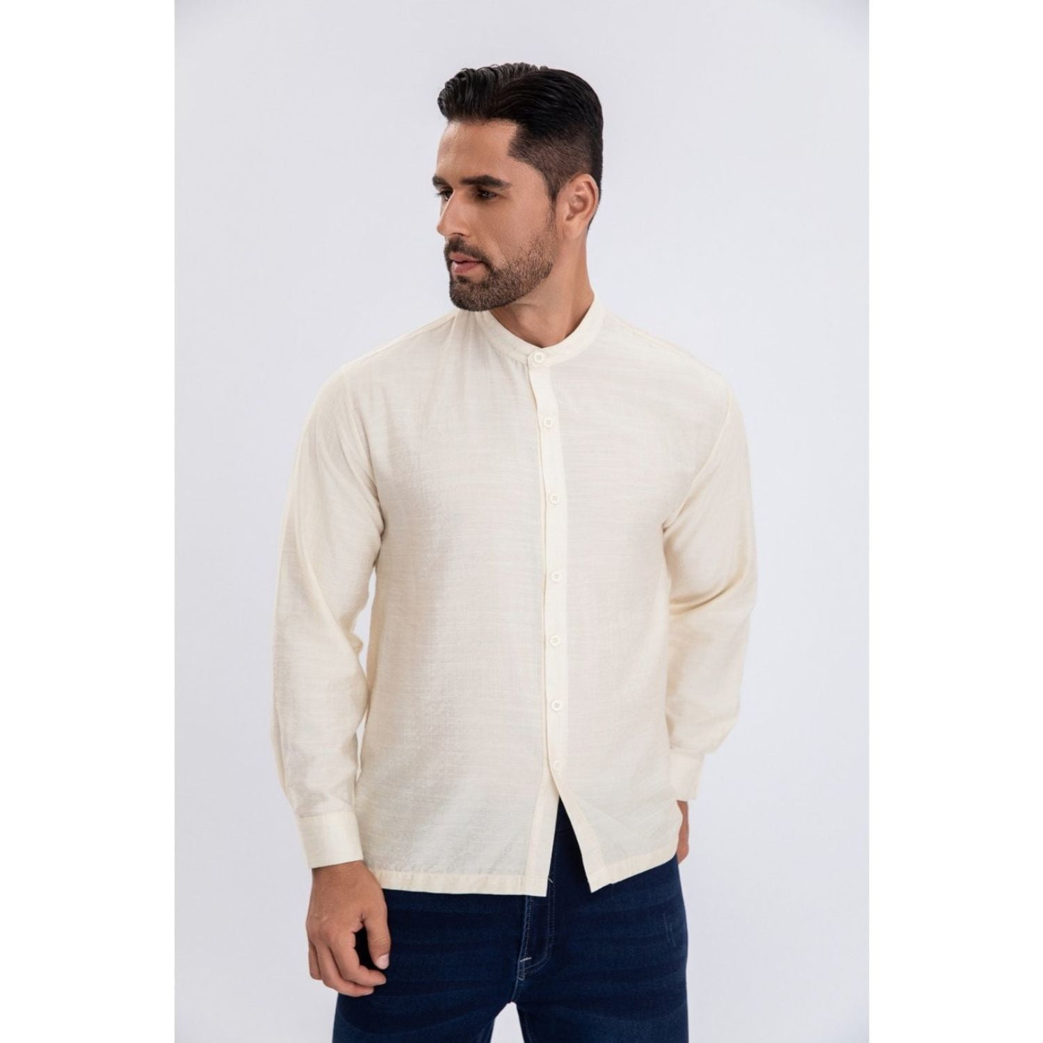 Likeshop - Camisa Verano Manga Larga Hombre Cuello Mao Casual Fashion 155