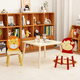 thumbnail image 2 of Kids Table and 2 Chairs Set, 3 Pieces Toddler Table and Chair Set, Wooden Activity Play Table Set (Lion&Monkey), 2 of 3