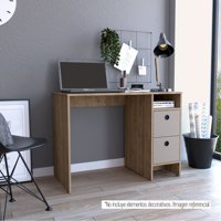 Tuhome - Escritorio Recto 2 Cajones Khali Miel Y Taupe