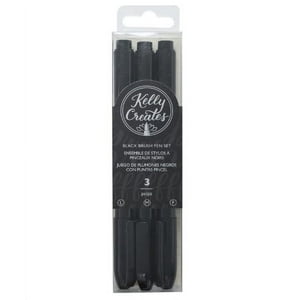 America Crafts Kelly Creates Plumones Brush Negros C/Punta Pincel 3 Piezas Lettering