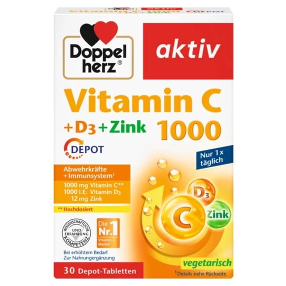 Vitamina C + D3 + Zinc 30 comp. DEPOT, liberación prolongada