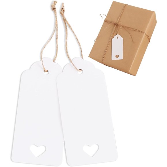 BEISHIDA 100 etiquetas blancas para regalo con forma de corazón
