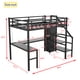 thumbnail image 3 of Twin XL Size Loft Bed with L-shaped Desk and USB, Metal Loft Bed with Wardrobe and Adjustable Shelf, High Loft Bed with LED for Kids Teens Adults, Black, 3 of 3