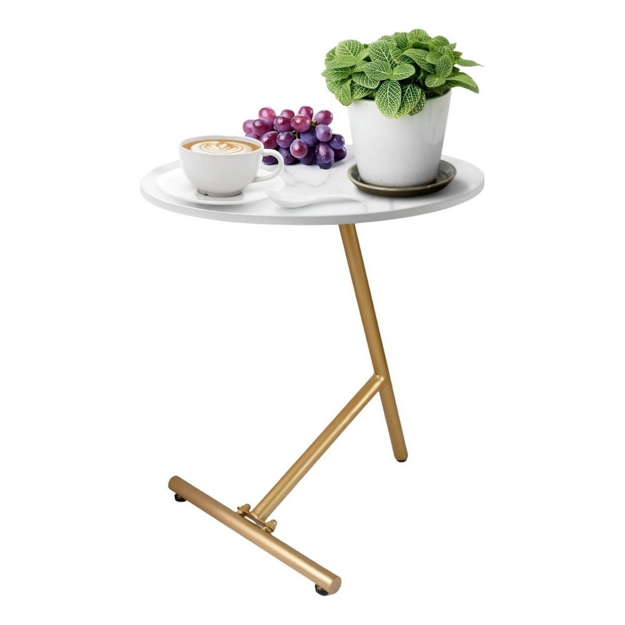 Genérico - Mesa Centro Auxiliar Redonda Dorada Moderna Forma C Jhn