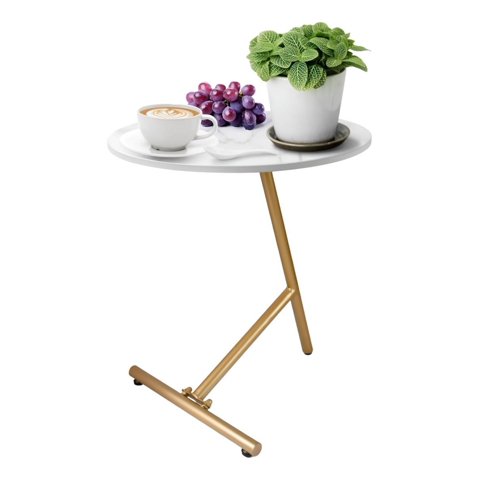 Genérico - Mesa Centro Auxiliar Redonda Dorada Moderna Forma C Jhn