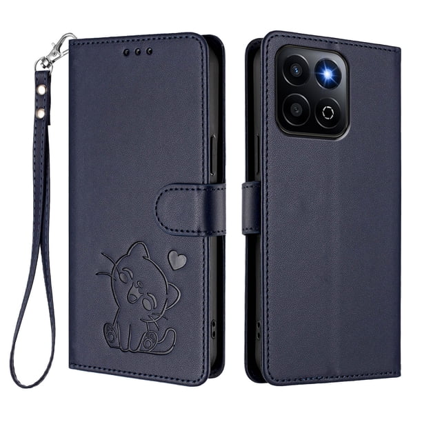 Carcasa Billetera de Cuero Sintético para Honor 400 Smart, Azul