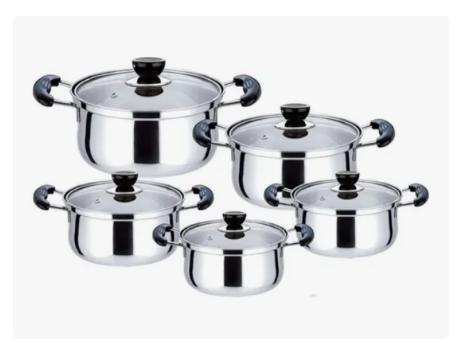 Genérico - Juego Set De Ollas 5 Piezas Acero Inoxidable Antiadherente