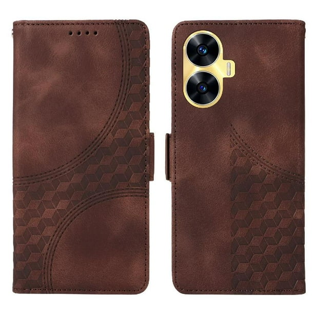 Carcasa FOXDOCK Realme C55 de cuero PU, diseño acolchado clásico, protección contra caídas y rayones