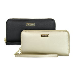 Kenneth Cole - Pack 2 Billeteras De Mujer Jaeda Negro Y Gold