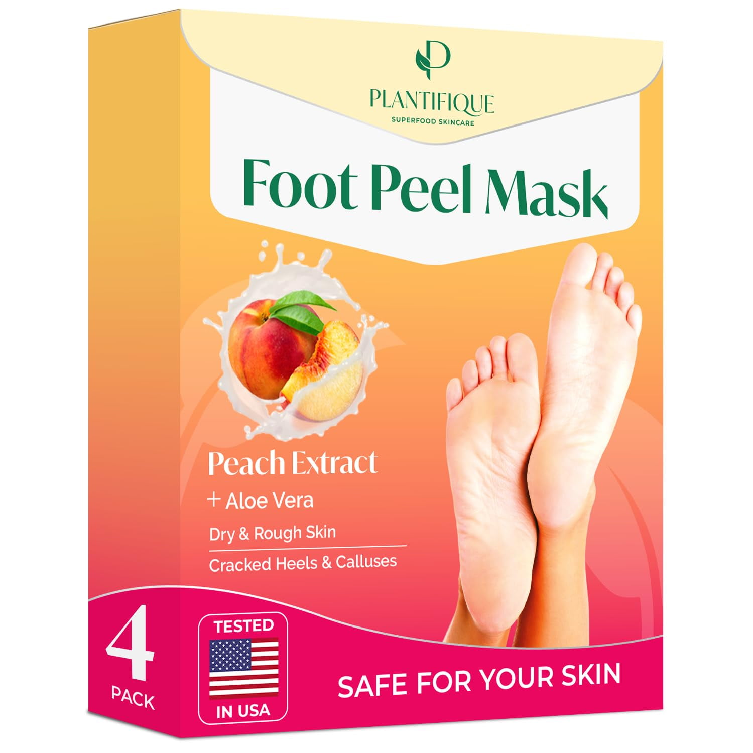 Mascarilla Exfoliante Para Pies Plantifique, Paquete De 4, Repara Talones Y Pies Suaves