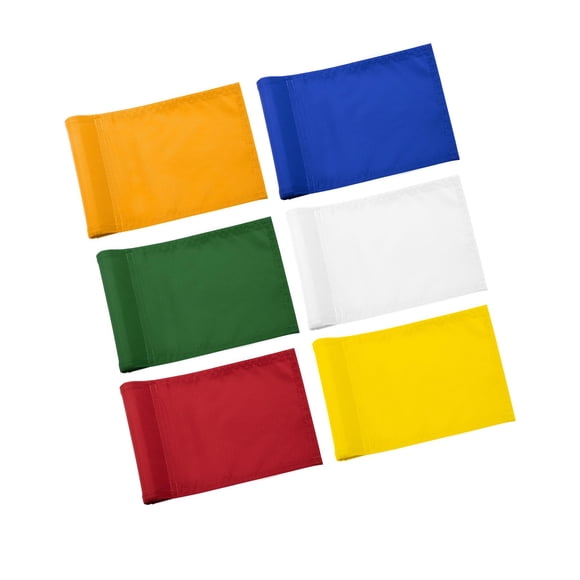 Bandera de golf KINGTOP de nailon sólido 420D de 8 x 6 cm para mástil de bandera de 3 pies, paquete de 6