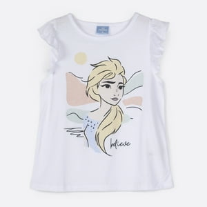 Polera Manga Corta Niña Frozen Blanco Disney
