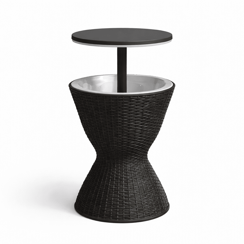 Space Home - Cooler De Exterior Con Mesa Simil Rattan Para Reuniones