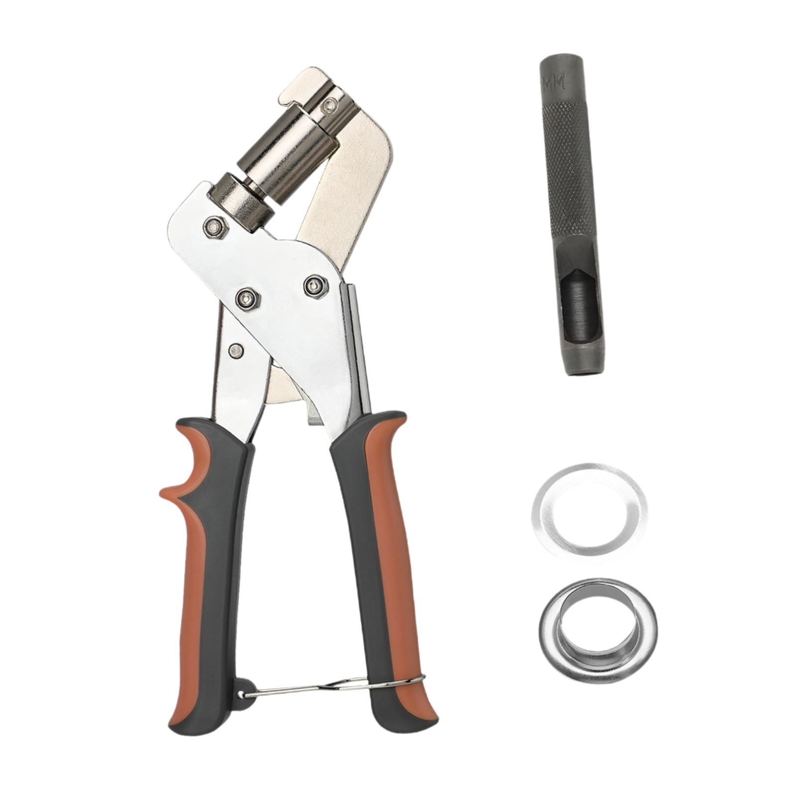 Magideal - Alicates De Ojales De La Araño Set Kit De Prensa De Gruñido Manual Conveniente, Perforación, Perforación De Arandela, Alicates Perforador Para El Cint Plata 100Pcs
