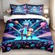thumbnail image 1 of 3pcs Bedding set. Rick & Morty Neon Rock Concert Print Duvet Cover Set | Unique Valentine'S Day Gift All-Season Soft Microfiber Comforter Cover, 1 of 1