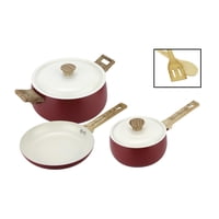 Fantuzzi - Batería De Cocina De Aluminio 7 Piezas Rojo Biela