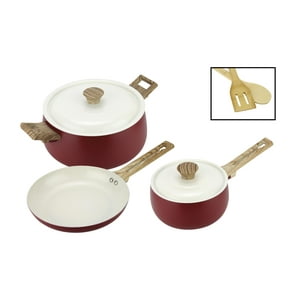 Batería De Cocina De Aluminio 7 Piezas Rojo Biela Fantuzzi