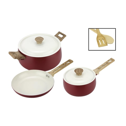 Fantuzzi - Batería De Cocina De Aluminio 7 Piezas Rojo Biela