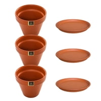 Pottery - Set De 3 Maceta Kony 15Cm Terracota Y Sus Platos