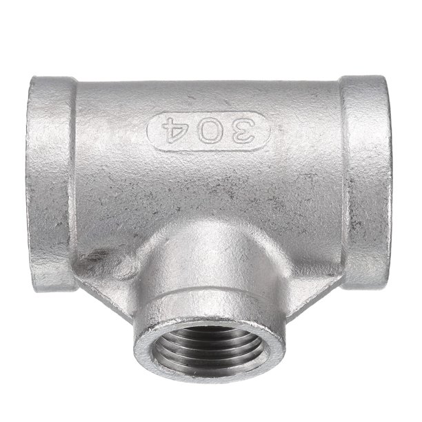 Conector en T de Uxcell (1/2" x 1" x 1") NPT Hembra de Acero Inoxidable 304 Reductor en Forma de T de 3 Vías para Conexión Industrial Agua Aire Gas Aceite Combustible
