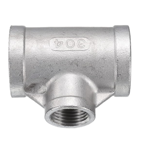 Conector en T de Uxcell (1/2" x 1" x 1") NPT Hembra de Acero Inoxidable 304 Reductor en Forma de T de 3 Vías para Conexión Industrial Agua Aire Gas Aceite Combustible