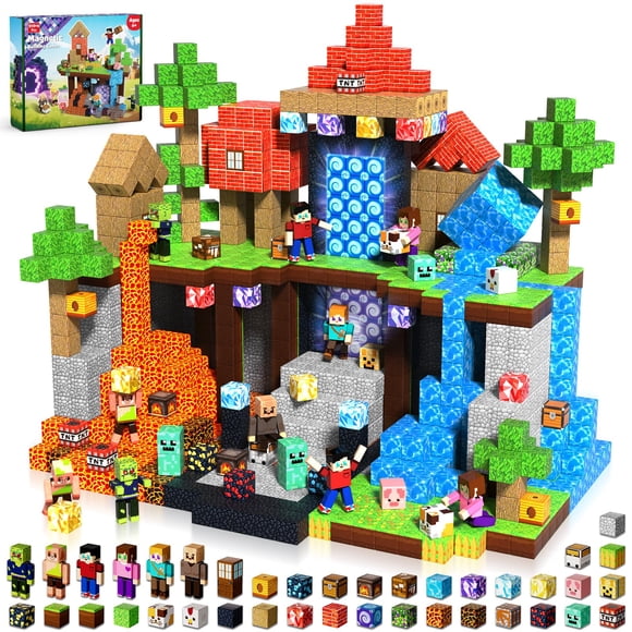 Annexfun 210 Bloques Magnéticos con 8 Figuras de Acción – 2025 Bloques Magnéticos STEM para Niños, Set de Juego Educativo Creativo para Niños y Niñas