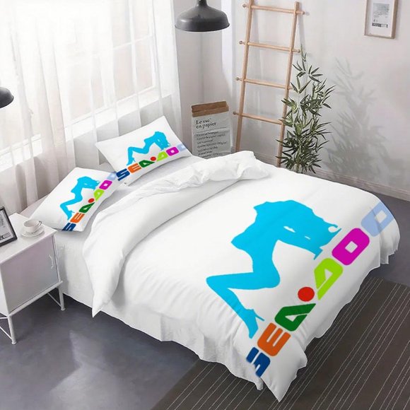 3pcs Sea-Doo Colorful Logo Poster Duvet Cover Set - Includes Duvet Cover And Pillowcases (No Pillow Included) Suitable for Bedroom Or Dorm Use