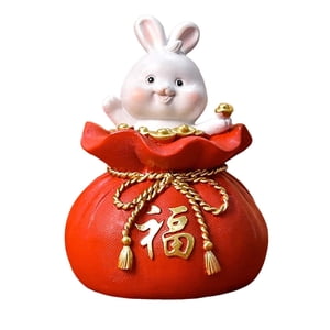 Bothyi - Estatua De Conejo De La Suerte Caja De Dinero Figuritas Alcancía Caja De Almacenamiento Para Dormitorio 8,5 Cm X 8,5 Cm X 13 Cm