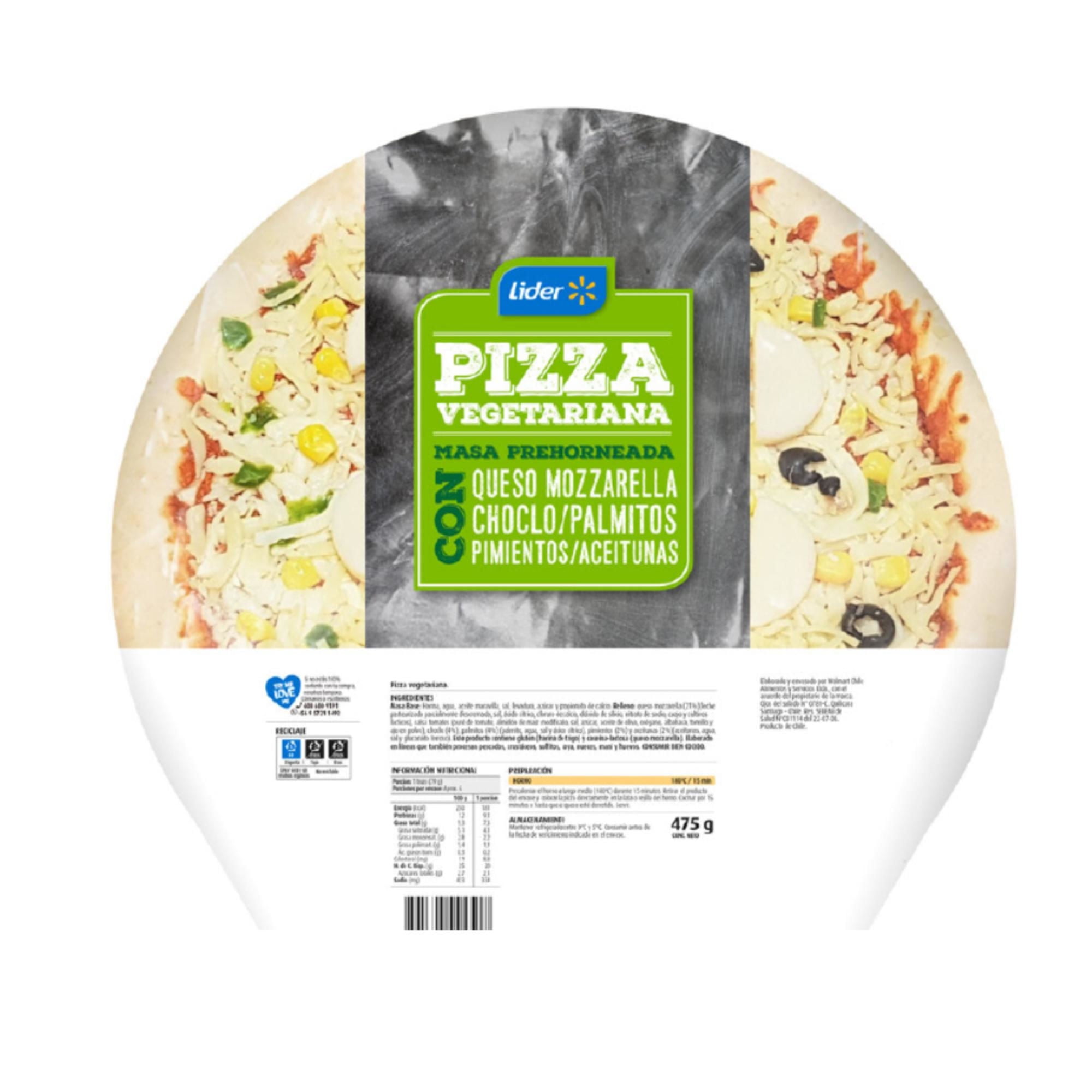 Pizza Vegetariana Masa Tradicional 1 Un 475 g Lider