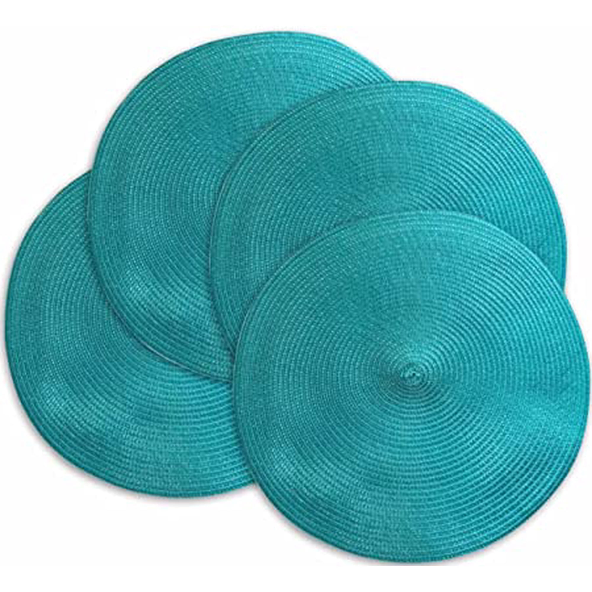 Xmhytop Juego De 4 Manteletes Redondos Trenzados Artesanales De 14 Pulgadas, Tejidos Naturales, Resistentes Al Calor, Color Negro Para Mesas De Comedor, Estilo B, Verde