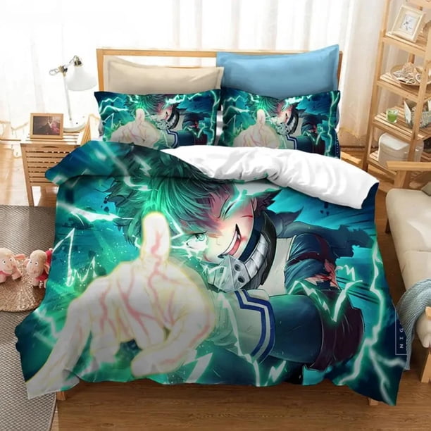 Anime My Hero Academia Bedding Set,Duvet Cover Comforter Bed Set Quilt Cover Pillowcase, Boys Girls Adults Bed Sheets