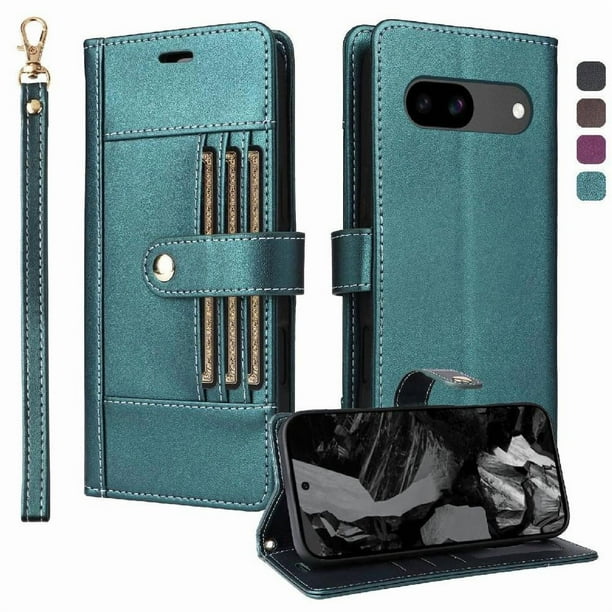 FOXDOCK Funda tipo Cartera para Google Pixel 8A – Cubierta de Cuero PU con Múltiples Ranuras, Bolsillo para Efectivo y Correa de Muñeca