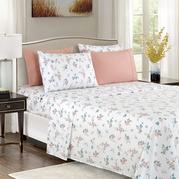 Juego de sábanas Elegant Comfort Queen Floral Celia Pink